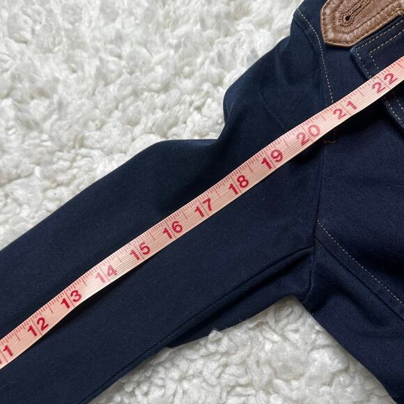 Lauren Ralph Lauren Denim Jacket Leather Collar Barn Jacket Lightweight Button - Picture 11 of 15